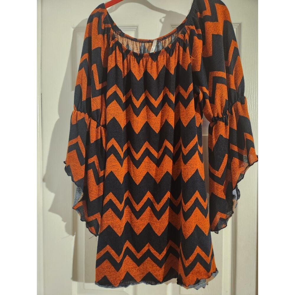 Voll Womens Blouse Orang Blue XL